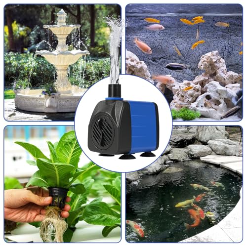 Image of AQUANEAT Small Fountain Pump, 160 GPH Mini Submersible Water Pump with 3.3 ft Tubing, for Aquarium Fish Tank, Pet Water Fountain, Hydroponics, Pond Waterfall Filter Pump