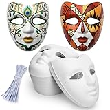 Nicunom 50 Pcs Paper Mache Mask, DIY Craft Full Face Masks Paint Masquerade Ball Mask White Adult Costume Masks for Halloween Mardi Gras Carnival Cosplay Dance Party Artistic Projects