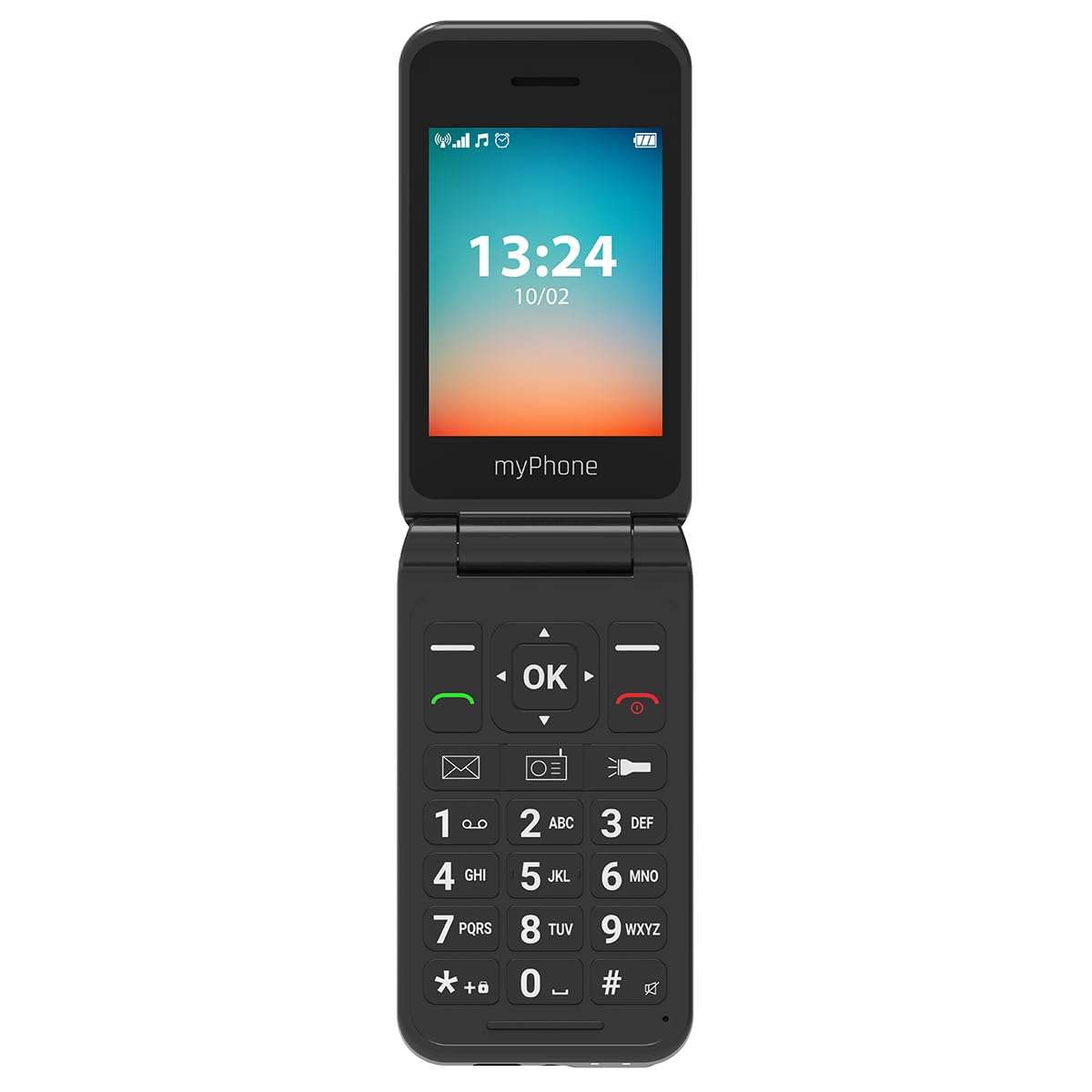 myPhone Flip LTE Téléphone Portable Senior à Clapet Débloqué 4G, Grandes Touches, Bouton SOS, Double SIM