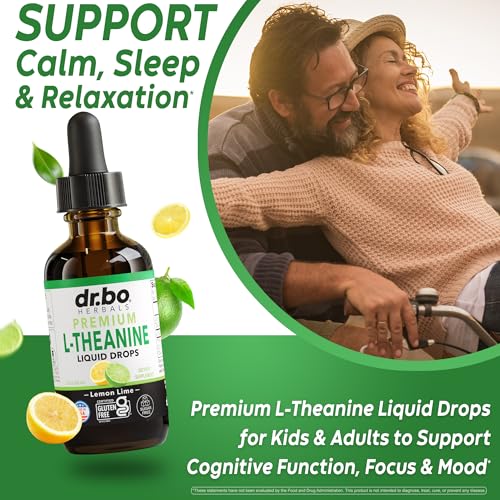 Image of L Theanine 200mg Liquid Drops - Natural Sleep Support & Focus Supplement for Kids & Adults - Vegan, Non-GMO, Gluten Free 200mg Pure L-Theanine Drops Liquid Supplements, Mood Ltheanine for Kids 2 FL Oz