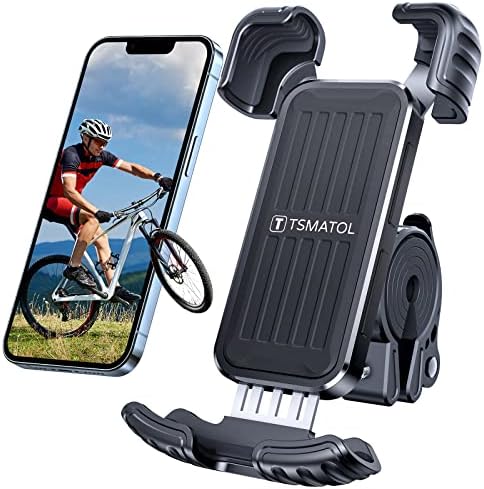 TSMATOL Universial Phone Holder for Bike, Motorcycle Cell Phone Holder, Bike Phone Mount fit for Smartphones iPhone 14 14 Plus 14 Pro Max 13 13 Mini 13 Pro Max 12 Samsung Galaxy S21 Note20 etc