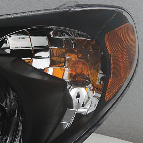 AKKON - For Toyota Matrix JDM Black Bezel OE Replacement Headlights Driver/Passenger Amber Head Lamps Pair