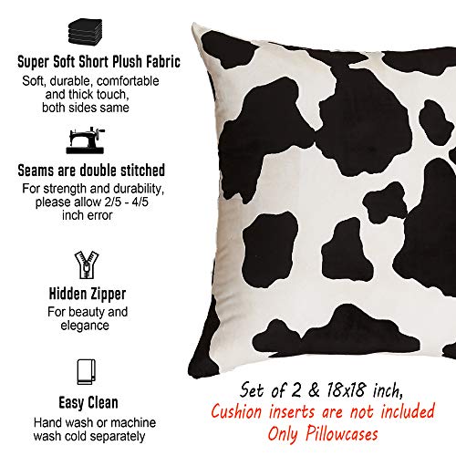 Carrie Home Cow Print Pillow Covers 18X18 Cowhide Faux Fur Throw Pillow Covers Farmhouse Decor For Couch Home And Party, Set Of 2 #TOP2