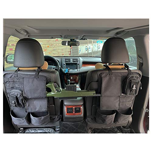 Tactical Car Seat Back Organizer with Molle Panel Vehicle Gun Holder- Seat Back Storage Cover with Gun Rack For Rifle Hunting Universal Fit SUV Truck MPV Pickup (2 Packs)