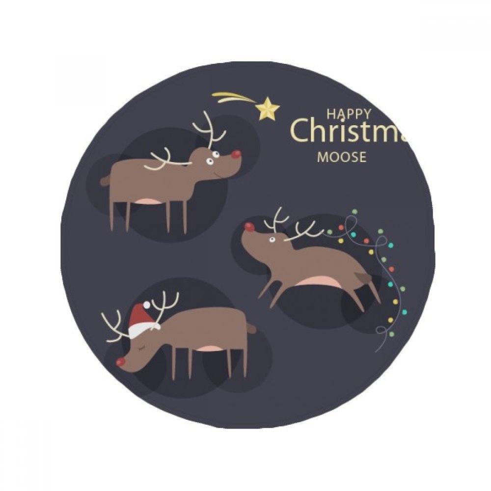 Tapis de sol renne Noël antidérapant rond 50cm pour cuisine et salon