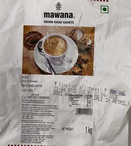 Image of Mawana Brown Sugar 200 Sachet (1 Kg) - Pack of 10