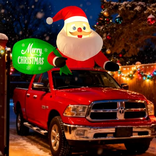 Soulchen 5 ft Wide Inflatable Santa Car Decoration