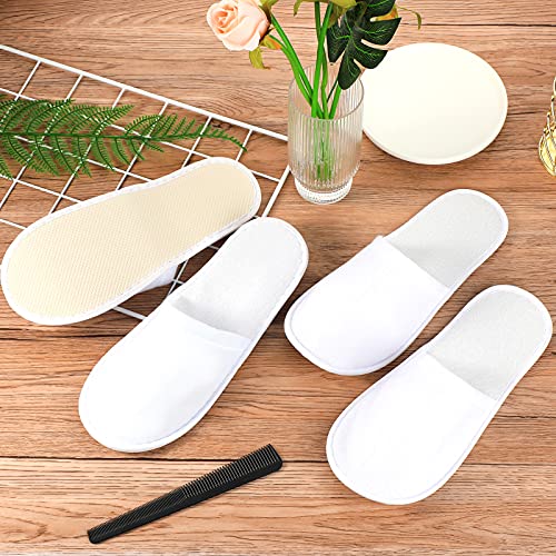 Geyoga 30 Pairs Disposable Slippers Non-Slip Slippers Unisex Disposable Slippers For Hotel Home Guest Massage, 2 Size (White) #TOP6
