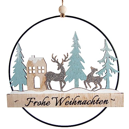 Logbuch-Verlag Weihnachtskranz Türkranz aus Holz Frohe Weihnachten...