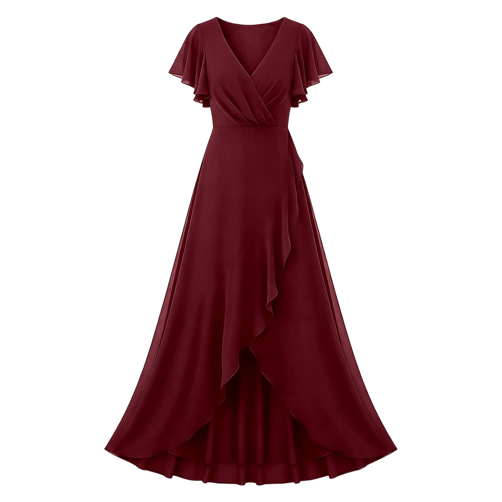 Abito estivo da donna, in chiffon, girocollo, lunghezza al ginocchio, abito da sera, corto, linea A, per il tempo libero, elegante, mini abito da festa