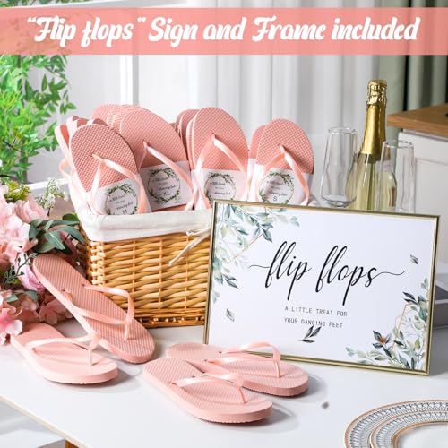 Image of Zoooyawn 24 Pairs Wedding Party Favors Flip Flops Bulk Wedding Sign for Guest