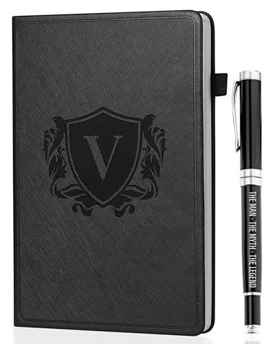 Image of InnoBeta Personalized Notebook for Men, Hardcover Leather Journal for Writing, Travel, Business, Work & School, Note Taking, A5 Diary Notepad, 5.7 inchx8.3 inch Black, V