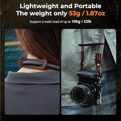 Image of SMALLIRG Rope Camera Neck Shoulder Strap, Adjustable Braided Shoulder Strap with O-Ring and Leather Pad