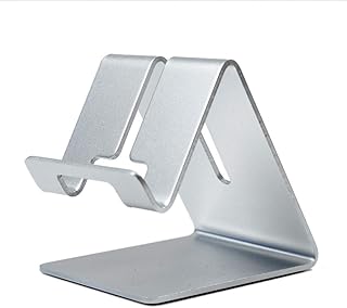 Hemobllo Suporte de telefone celular de metal para tablet, suporte de mesa de liga de alumínio, suporte plano para telefone preguiçoso (prata)  
