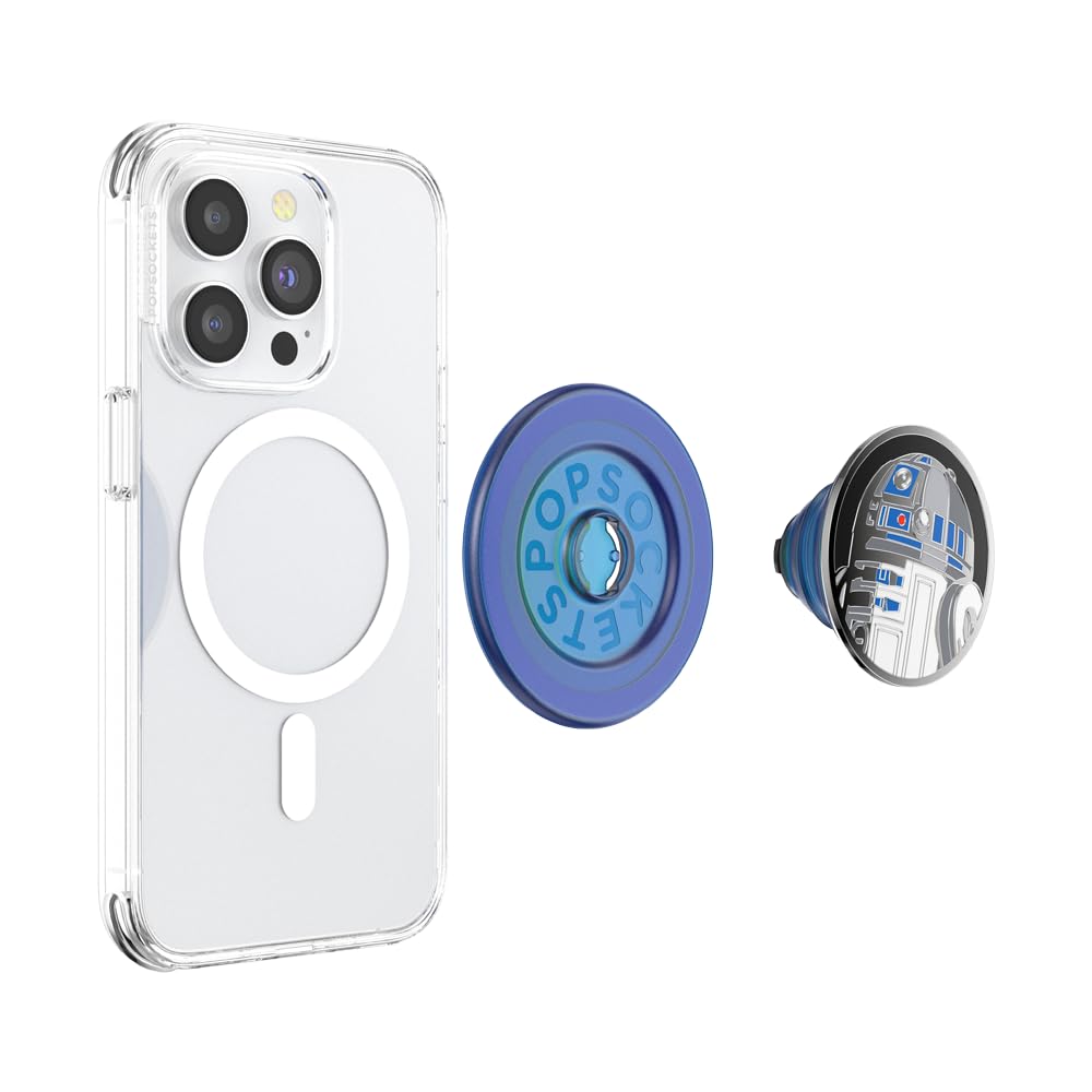 PopSockets Phone Grip for MagSafe with Kickstand, Magnetic Stand, Swappable Top, Secure Hold for iPhone MagSafe Cases, Phone & Tablet Grip, Starwars - Enamel R2D2