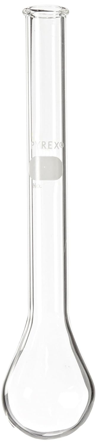 Corning Pyrex Borosilicate Glass Round Bottom Micro Kjeldahl Flask with Long Neck, 30ml Capacity (Case of 18)