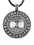 Collar de árbol de la vida HAQUIL, colgante de medallón Yggdrasil de runas vikingas, cordón de piel sintética, regalo de joyería vikinga para mujer