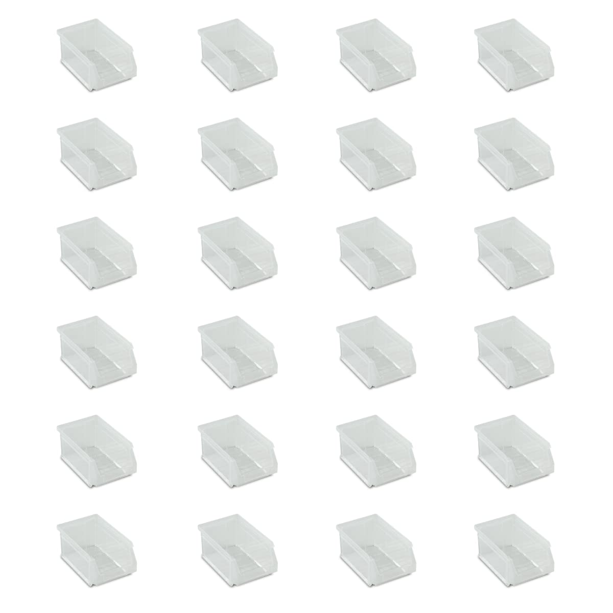 Tayg Confezione da 24 cassetti in plastica impilabili n. 51 - Organizzatore per viti, cassetti, scatola di immagazzinaggio, secchi di plastica rettangolari, 17 x 10 x 8 cm, trasparente