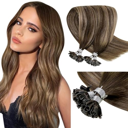 LaaVoo Brown Hair Extensions U Tip Real Human Hair