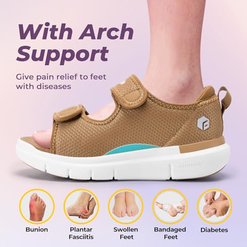 Image of FitVille Diabetic Sandals for Women Wide Width with Arch Support, Adjustable Dual Straps Wide Sandals for Women
