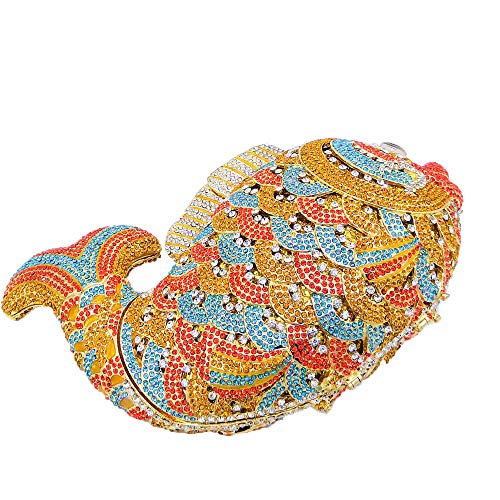 Boutique De Fgg Super Mini Women Fish Evening Bags Crystal Clutch Purse Wedding Party Rhinestone Handbags (Colorful#1) #TOP3