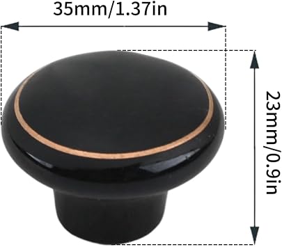 Ceramic Hand Painted Drawer Knobs, Vintage Flower Painted Cabinet Knobs and Pulls, Kitchen Furniture Knobs for Dresser/Cupboard/Wardrobe/Closet (Flower Black Round) 4 PCS