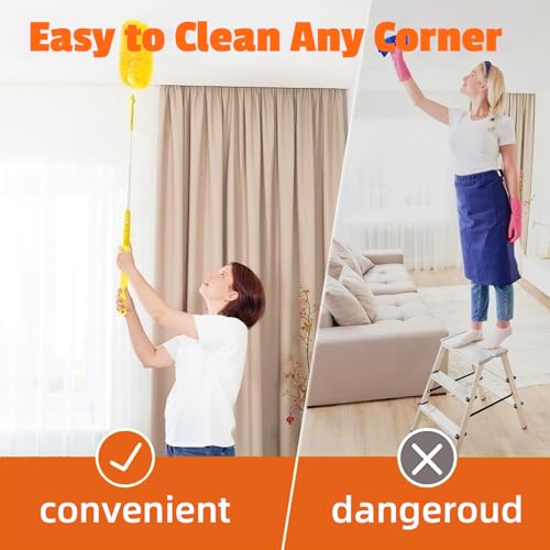 20-Pack Duster Refills Compatible for Swiffer Duster, 360° Heavy Duty Duster Refills with 1 Extended Handle 3FT +1 Short Handle, Multi-Surface Cleaning Kit for Blinds Bookshelf Furniture Ceiling Fans by Zldsgzs - Image 3