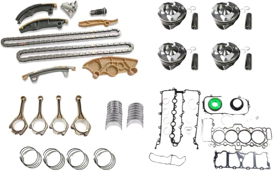 Engine Rebuild Timing Chain Kit Full Gasket Piston Bearing Set 2.0 L T GAS PT204 Compatible With 17-22 Discovery 2.0T