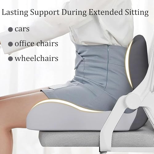 Cuscino di supporto lombare – Cuscino ergonomico in memory foam per sedia da ufficio e auto, fornisce supporto ortopedico per schienale e sedile
