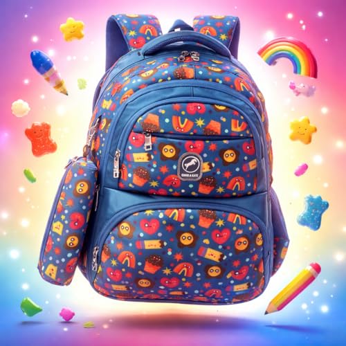 Image of Chris & Kate Premium 32 L Multi-Print School Bag for Boys Girls and Kids Spacious Interiors Casual Backpack Perfect for School, College, Everyday Use Includes Free Stationery Pouch and Rain Dust Cover