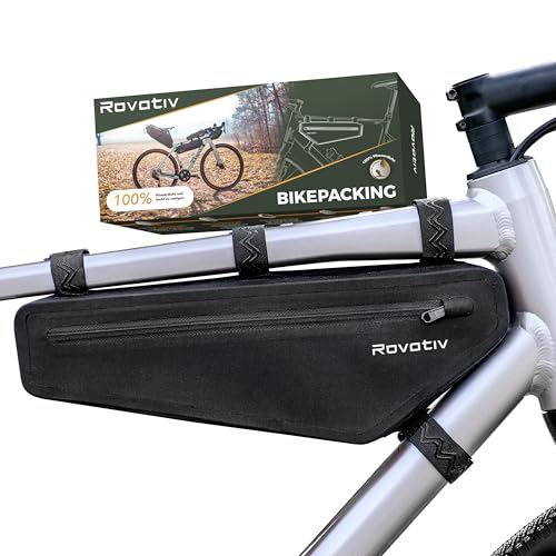 Rovativ Bikepacking Rahmentasche [2 2 Liter] 100% Wasserdicht - super Fester Halt - Robustes TPU-Gewebe - 2 Fächer - Gravelbike Rennrad MTB