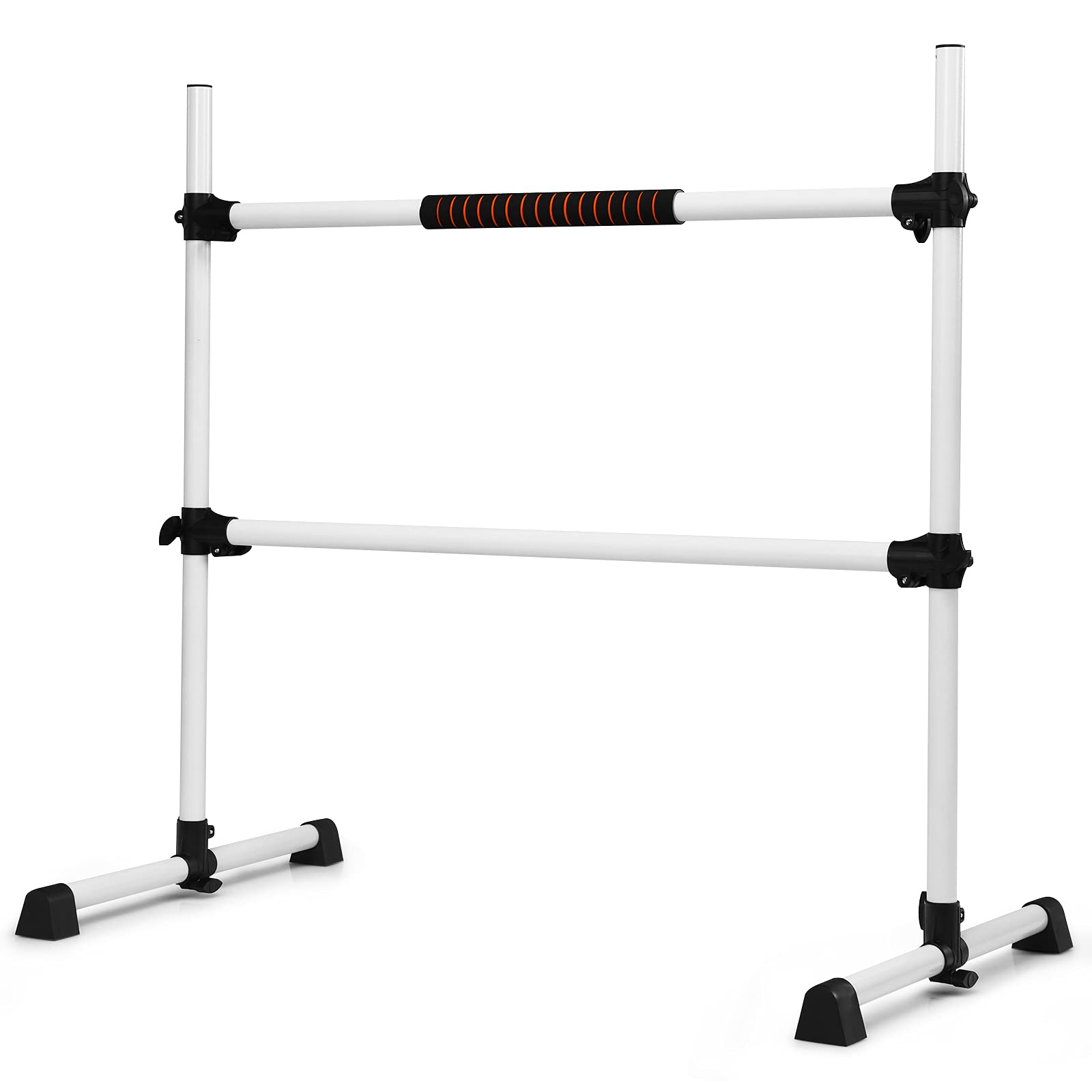 RELAX4LIFE Barra de Ballet Independiente de Metal, Barra de Ballet Ajustable en Altura con 4 Almohadillas de Goma Antideslizantes, Carga 50kg, Barra de Baile para Niños y Adultos (Plateada)