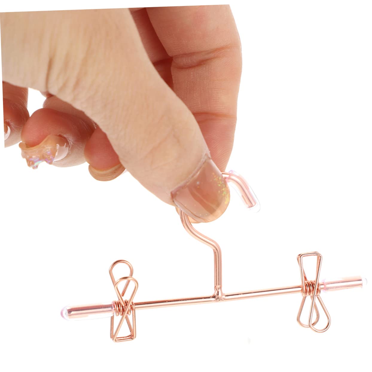 ABOOFAN Mini Perchas para Ropa De Muñecas Organizador De Ropa Miniatura Hangers Metálicos De Rosa Dorado para Muñecas Y Accesorios 6 Piezas X 5