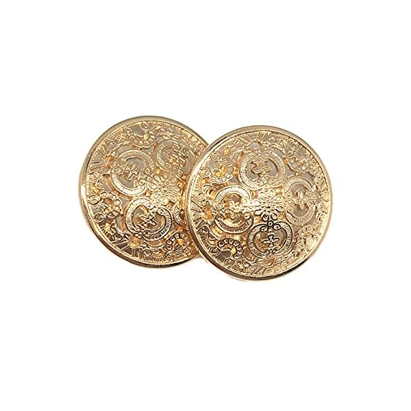 20PCS Clothes Button - Retro Hollow Sewing Button Shank Round Shaped Metal Button Set for Men Women Blazer, Coat, Uniform, Shirt, Suit and Jacket (Light Gold, 20mm) - Image 4