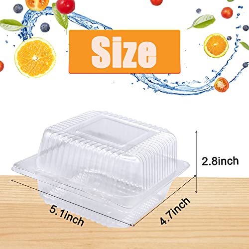 Jizvxe DSGRJK 100 Pack Clear Plastic Square Hinged Food Container,Disposable Plastic To Go Containers With Clear Lids,Cake Slice Containers Clamshell Takeout Tray thumb #1