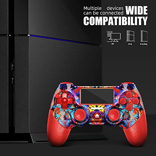 Acegamer Wireless Controller For Ps4, Custom Design V2 Gamepad Joystick For Ps4 With Non-Slip Grip Of Both Sides And 3.5Mm Audio Jack! (Red-Web Spider) #TOP5