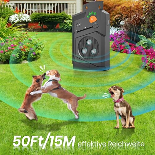 Honey Paws Antibell für Hunde, Antibell Ultraschall Gerät Hunde, Anti Bell Gerät Hunde mit 3 Modi, 15m Reichweite, Automatischer Anti Bellen Funktion Ultraschall Hundebell Stopper für Innen Außen