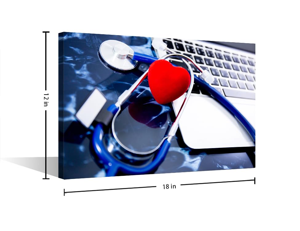 Image of 1 Panels Medical Instrument Wall Painting Medical Stethoscope on Film X-Ray Prints for Wall Decor Laboratory Art Prints Giclee Wooden Framed Gallery-Wrapped Ready to Hang (12 inch Wx18 H)