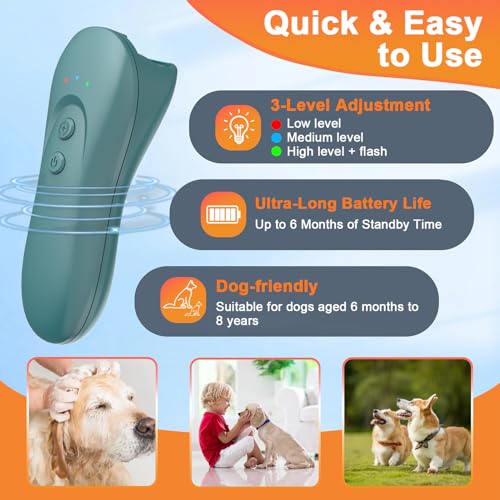 Image of Dog Bark Deterrent Device,Anti-Barking Device,Up to 15Ft Long Range & Rechargeable Bark Control,Stop Barking Dog Devices,Safe for Dogs Training,Indoor & Outdoor(Green)
