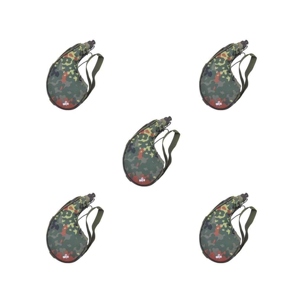 5er-Set Wasserflasche Armee Camping Flachmann für Jagd Trekking Camouflage Rot 28x13x4.8cm