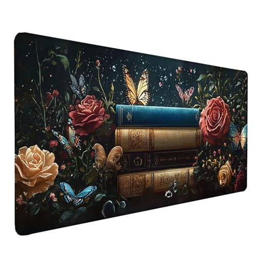 Tapis de souris XXL rose grand sous-main deco de bureau pour livres et PC