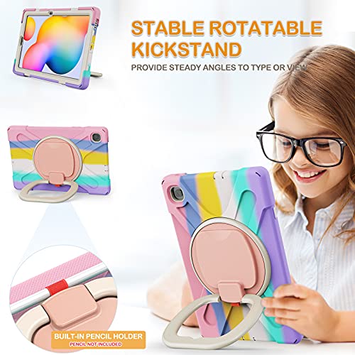BRAECN Heavy Duty Silicone Case for Samsung Galaxy Tab S6 Lite 10.4 inch 2022/2020 with Pen Holder, Stable Kickstand, Handle Grip, Shoulder Strap, Colorful Pink by BRAECN - Image 3