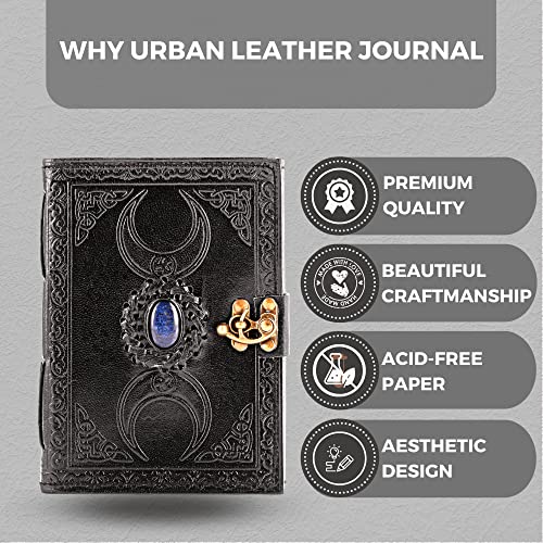 Urban Leder Buch der Schatten Grimoire Hexen Deko Zubehör Vintage Tagebuch für Männer Frau Erwachsene Skizzenbuch Wicca Witchcraft Gothic Zauberbuch Alte Bücher Notizbuch Geschenke Leer