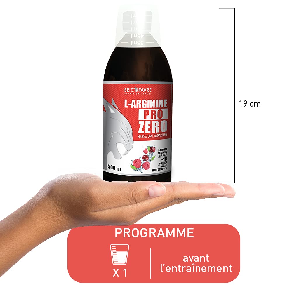 L-ARGININE PRO ZERO - L Arginine Musculation Vegan liquide 500 ml - L-Arginine 100% pure, efforts intenses et récupération - Laboratoire Français Eric Favre - Fruits Rouges