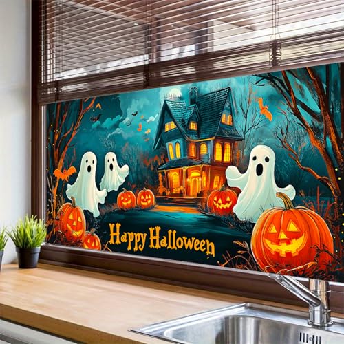 Vinilo Decorativo Halloween Casa Fantasma 39.3 x 17.7 in miniatura 4