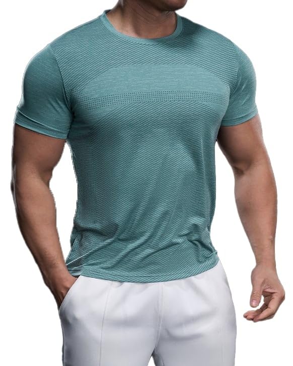 AhaAha Selected Softest Quick Dry Short Sleeve Crew Neck Men's T-Shirt Utmost Breathable Comfort Moisture Wicking Tee - Main Image