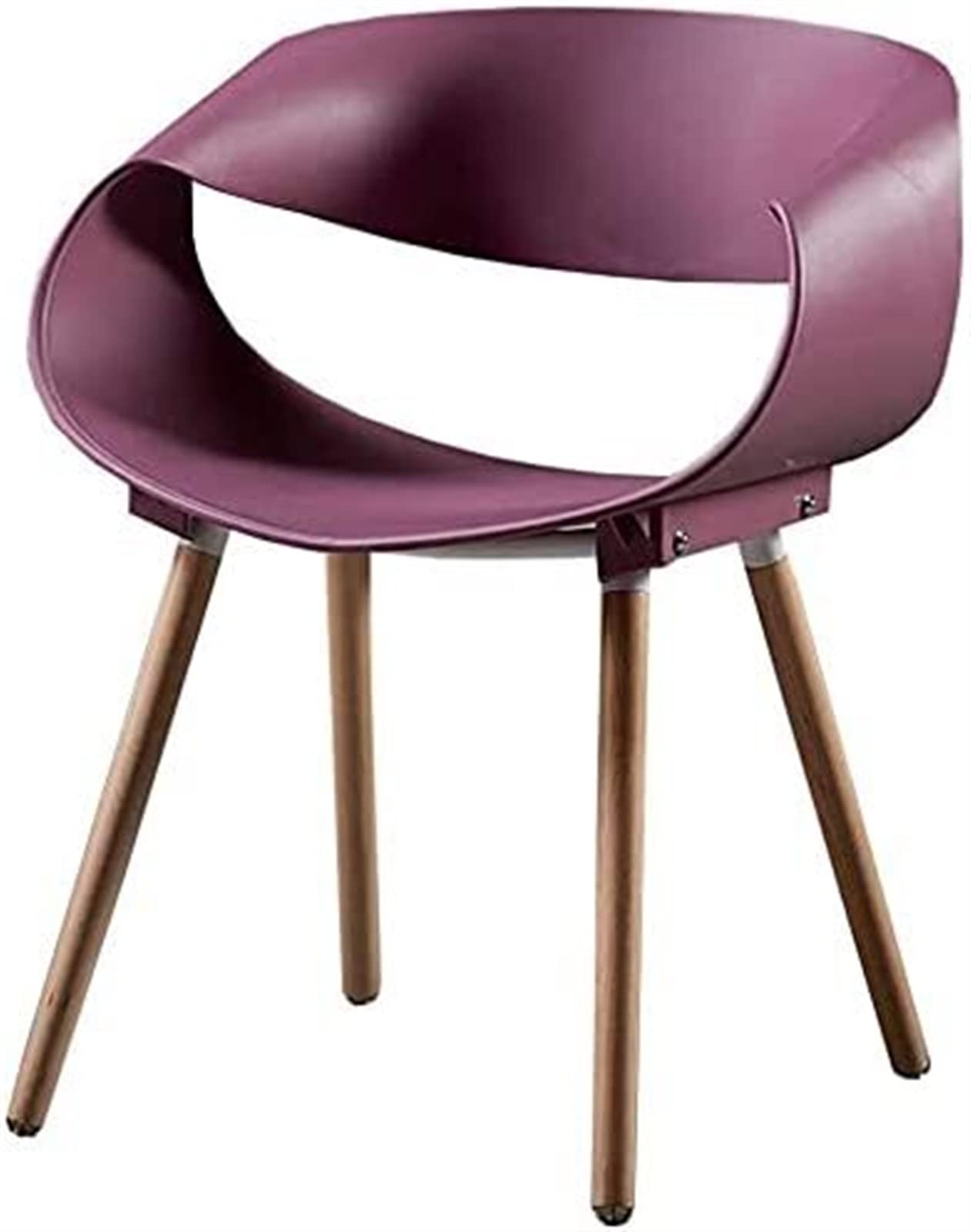 SJIALEN 1 Pcs Modern Kitchen Dining Chairs, Wood Legs Backrest Chair Dining Chairs Leisure Plastic Chair Office Meeting Chair Kitchen Chair (Color : Purple, Size : 47x50x80cm)