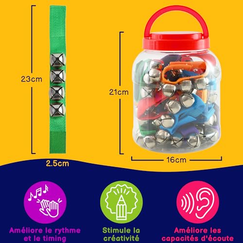 Poignet Jingle Sleigh Bells multicolore sangle nylon lot de 20 - 3