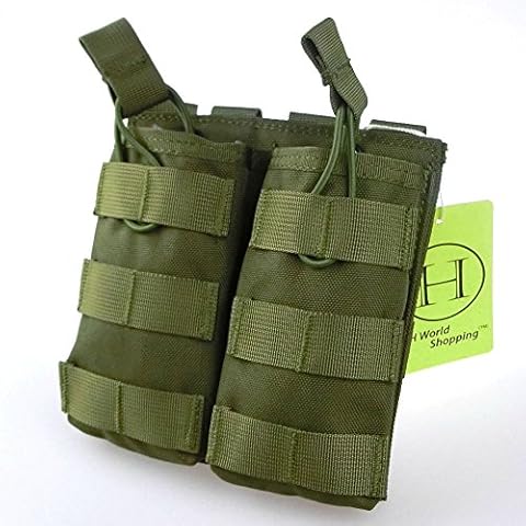 HANSTRONG GEAR H World EU Tactical Molle M4 M16 AR15 Magazine Pouch Open Top Mag Holder Double Airsoft MOLLE Mag Pouch (OD) Cover