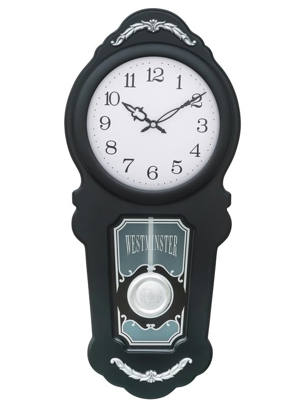 Image of CHRONIKLE Decorative Vertical Wooden Case Analog Pendulum Chime Musical Wall Clock for Living Room Home Decorations Office Gifts (Size: 26 x 10.3 x 56 CM | Weight: 1955 Gram | Color: Black)